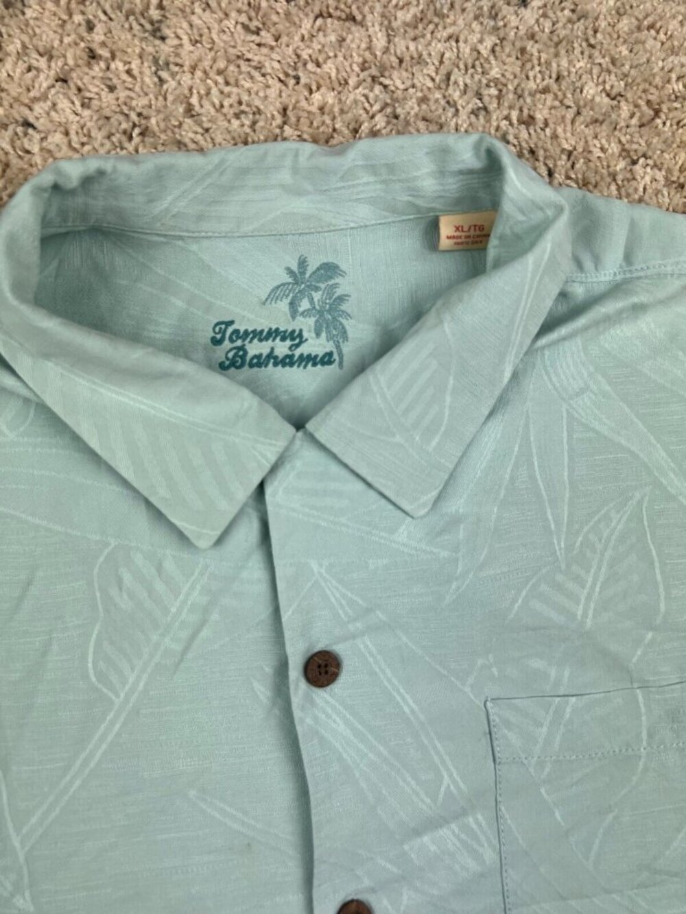 Tommy Bahama ALL SILK Floral Hawaiian Camp Aloha Shirt Size XL Button Up Blue